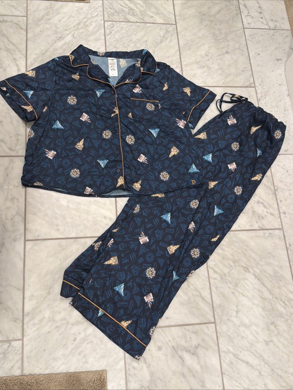 Disney Parks Disneyland Icons Satin Sleep Pajama Set Women's 1X